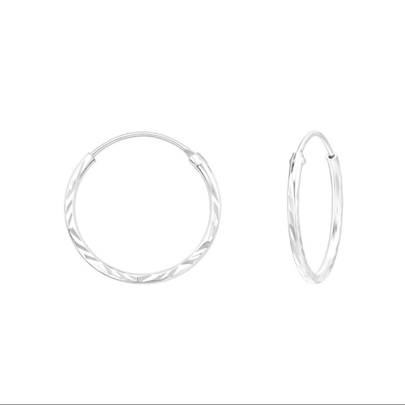 Sterling Silver Thin Hoop Earrings - Picture 1 of 4